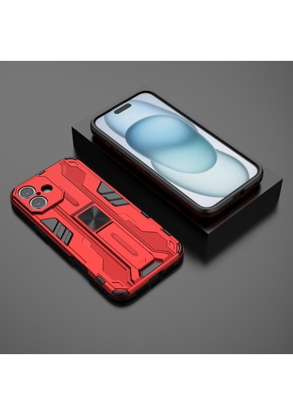 iPhone 16 Plus Kılıf Pc+Tpu Darbeye Dayanıklı Telefon Kılıfı Kickstand Ile-Kırmızı (Yurt Dışından) indirimleri