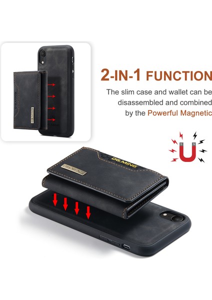 Dg.mıng M2 Serisi Çıkarılabilir 2'si 1 Arada Manyetik Cüzdan Tasarım Telefon Hibrit Kılıf Kabuğu Kickstand ile iPhone Xr 6.1 Inç-Siyah (Yurt Dışından) fırsatları