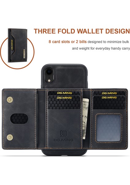 Dg.mıng M2 Serisi Çıkarılabilir 2'si 1 Arada Manyetik Cüzdan Tasarım Telefon Hibrit Kılıf Kabuğu Kickstand ile iPhone Xr 6.1 Inç-Siyah (Yurt Dışından) indirimleri