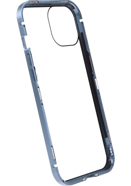 iPhone 14 Anti-Casus Telefon Kılıfı Metal Çerçeve + Çift Taraflı Temperli Cam Manyetik Tam Koruma Kılıfı - Bebek Mavisi (Yurt Dışından) fiyatları