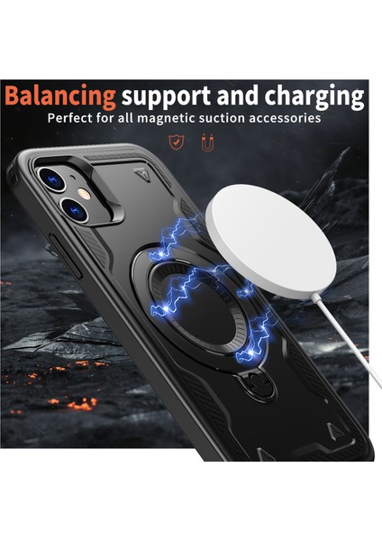 iPhone 11/xr Kılıfı Için Magsafe Askeri Koruma Pc+Tpu Kickstand Telefon Kılıfı ile Uyumlu-Siyah (Yurt Dışından) fiyatları