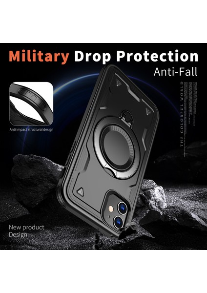 iPhone 11/xr Kılıfı Için Magsafe Askeri Koruma Pc+Tpu Kickstand Telefon Kılıfı ile Uyumlu-Siyah (Yurt Dışından) modelleri
