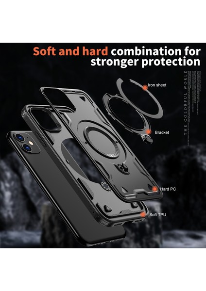 iPhone 11/xr Kılıfı Için Magsafe Askeri Koruma Pc+Tpu Kickstand Telefon Kılıfı ile Uyumlu-Siyah (Yurt Dışından) fırsatları