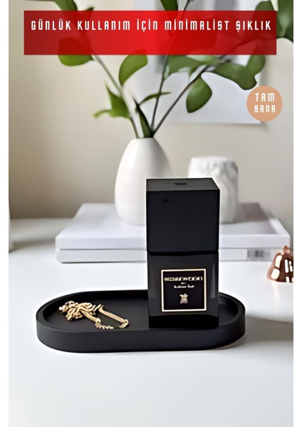 Siyah Sunumluk Takı Tabağı Dekoratif Tepsi Obje Ev Dekorasyon Model 21