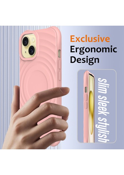 iPhone 13 Mini Sıvı Silikon Kılıf Su Dalgası Doku Manyetik Telefon Koruyucu-Pembe (Yurt Dışından) modelleri