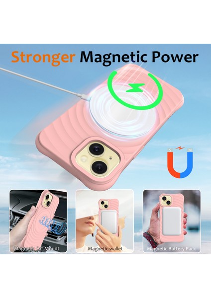iPhone 13 Mini Sıvı Silikon Kılıf Su Dalgası Doku Manyetik Telefon Koruyucu-Pembe (Yurt Dışından) indirimleri