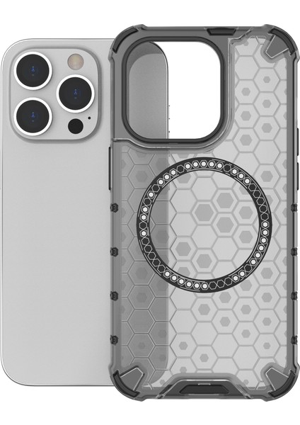 iPhone 13 Pro Manyetik Kılıf Petek Tasarım Kalınlaştırılmış Köşeler Tpu+Pc Telefon Kılıfı-Gri (Yurt Dışından) fırsatları