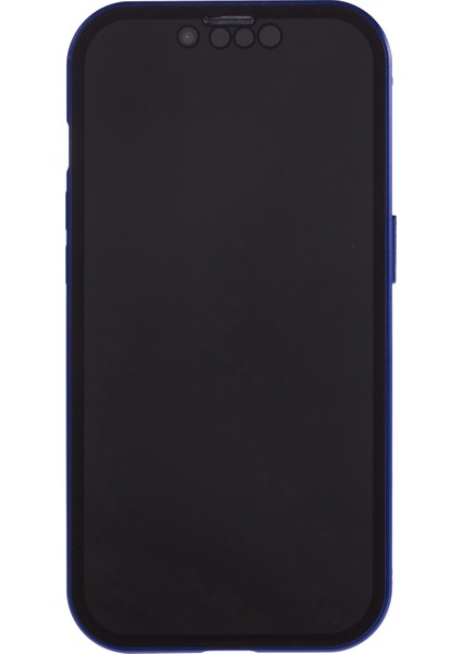 iPhone 14 Anti-Casus Telefon Kılıfı Metal Çerçeve + Çift Taraflı Temperli Cam Manyetik Tam Koruma Kılıfı - Koyu Mavi (Yurt Dışından) fırsatları