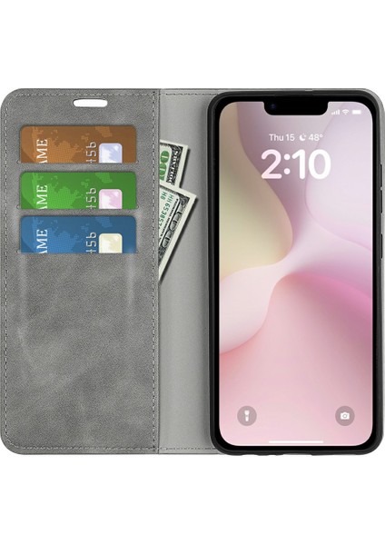 iPhone 16E Kılıf Cilt Dokunmatik Deri Cüzdan Telefon Kılıfı-Gri (Yurt Dışından) fiyatları