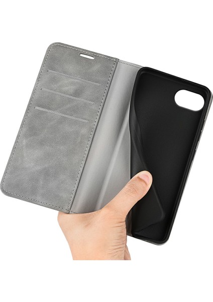 iPhone 16E Kılıf Cilt Dokunmatik Deri Cüzdan Telefon Kılıfı-Gri (Yurt Dışından) fırsatları