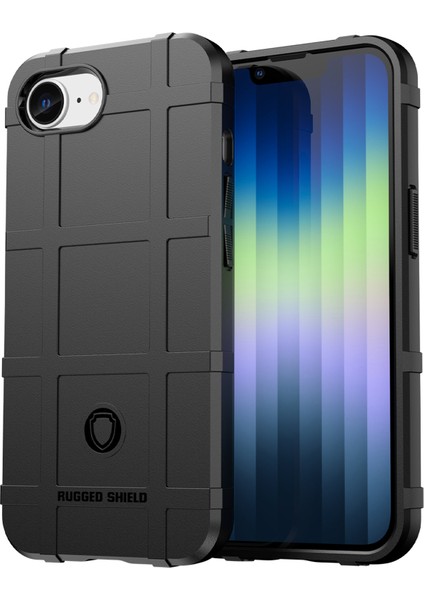 iPhone 16E Kılıfı Kare Izgara Doku Düşmeye Karşı Tpu Telefon Kılıfı-Siyah (Yurt Dışından)