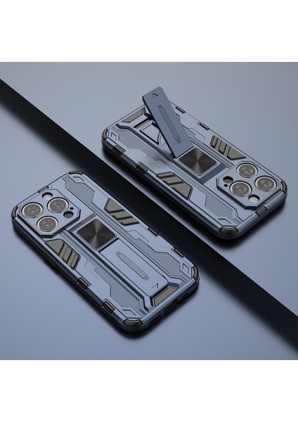 iPhone 15 Pro Max Katlanabilir Kickstand Çizilmez Kılıf Pc+Tpu Darbeye Dayanıklı Telefon Kılıfı-Mavi (Yurt Dışından) indirimleri