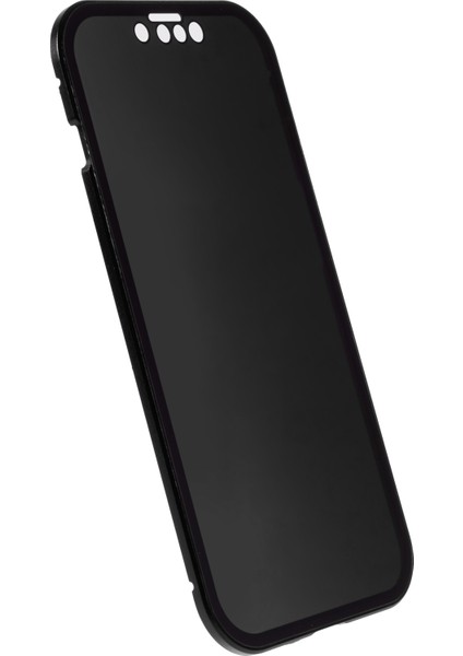 iPhone 14 Anti-Casus Telefon Kılıfı Metal Çerçeve + Çift Taraflı Temperli Cam Manyetik Tam Koruma Kılıfı - Siyah (Yurt Dışından) modelleri