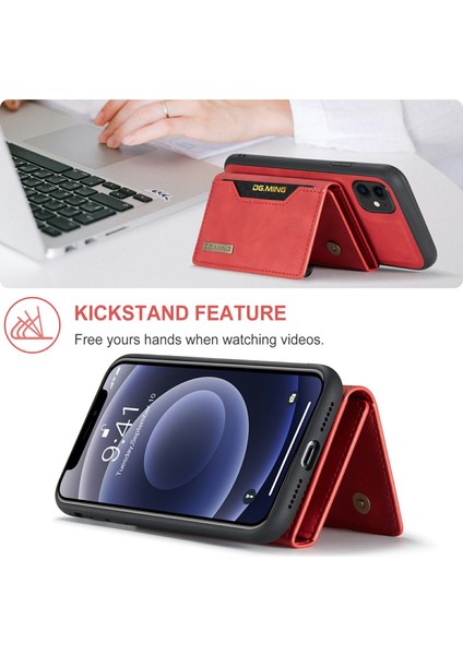 Dg.mıng M2 Serisi Çıkarılabilir Cüzdan 2'si 1 Arada Kablosuz Şarj Hibrit Telefon Kılıfı Kabuğu Yatay Görüntüleme Destekli iPhone 11 6.1 Inç-Kırmızı (Yurt Dışından) fiyatları