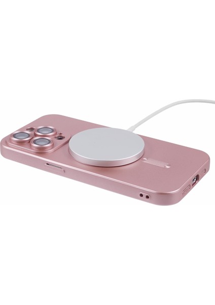 iPhone 15 Pro Tpu Kılıf Lens Filmli Magsafe Ka Telefon Kılıfı ile Uyumlu-Pembe (Yurt Dışından) fırsatları
