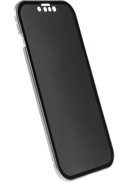 iPhone 14 Anti-Casus Telefon Kılıfı Metal Çerçeve + Çift Taraflı Temperli Cam Manyetik Tam Koruma Kılıfı - Gümüş (Yurt Dışından) modelleri