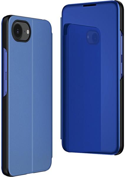 iPhone 16E Kılıf Görünüm Penceresi Standı Deri Kapaklı Telefon Kılıfı-Gökyüzü Mavisi (Yurt Dışından)