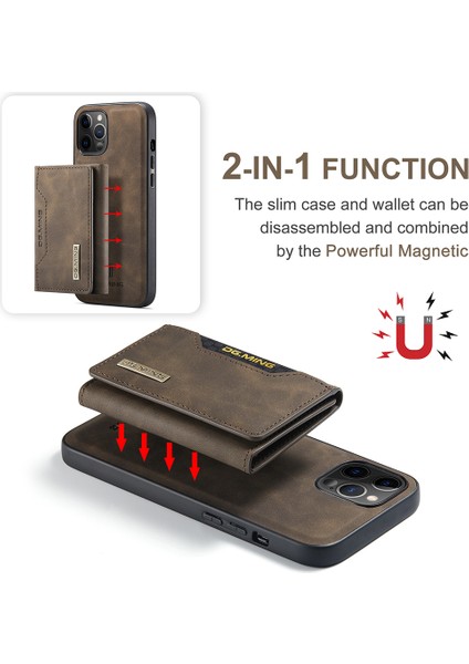 Dg.mıng M2 Serisi Pu Deri Manyetik Üç Katlı Cüzdan Telefon Kılıfı iPhone 12/12 Pro-Coffee Için Kickstand ile (Yurt Dışından) indirimleri