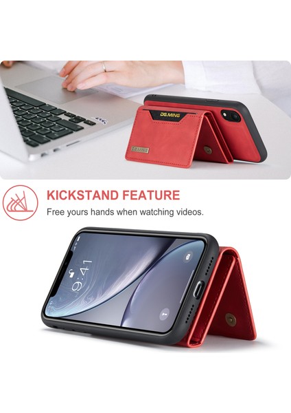 Dg.mıng M2 Serisi Çıkarılabilir 2'si 1 Arada Manyetik Cüzdan Tasarım Telefon Hibrit Kılıf Kabuğu Kickstand ile iPhone Xr 6.1 Inç-Kırmızı (Yurt Dışından) fiyatları