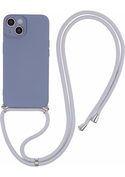 iPhone 15 Tpu Telefon Kılıfı Fiber Astarlı Ka Kaplama Uzun Askılı-Lavanta Gri (Yurt Dışından)