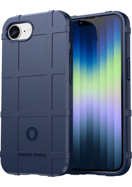 iPhone 16E Kılıfı Kare Izgara Doku Düşmeye Karşı Tpu Telefon Kılıfı-Mavi (Yurt Dışından)