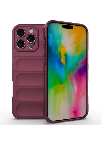 iPhone 16 Pro Kılıfı Için Düşmeye Karşı Tpu Telefon Kılıfı Hassas Lens Koruması-Şarap Kırmızısı (Yurt Dışından)