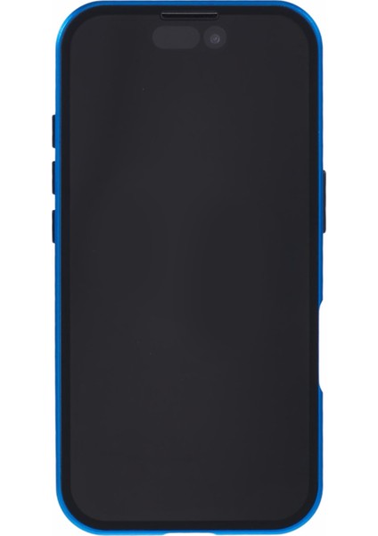 iPhone 16 Plus Anti-Casus Kılıf Manyetik Metal Çerçeve + Çift Taraflı Temperli Cam Telefon Kılıfı - Koyu Mavi (Yurt Dışından) modelleri