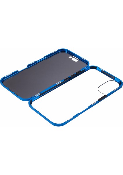 iPhone 16 Plus Anti-Casus Kılıf Manyetik Metal Çerçeve + Çift Taraflı Temperli Cam Telefon Kılıfı - Koyu Mavi (Yurt Dışından) indirimleri