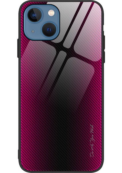 iPhone 15 Cep Telefonu Kılıfı Temperli Cam + Yumuşak Tpu Telefon Kılıfı Karbon Fiber Dokulu - Gül (Yurt Dışından)