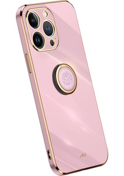 Xınlı iPhone 16 Pro Kılıf Halkalı Kickstand Elektrokaplama Tpu Telefon Kılıfı-Mor (Yurt Dışından)