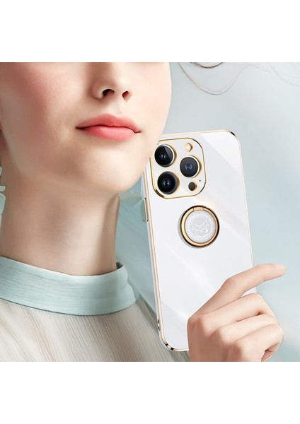 Xınlı iPhone 16 Pro Kılıf Halkalı Kickstand Elektrokaplama Tpu Telefon Kılıfı-Mor (Yurt Dışından) modelleri