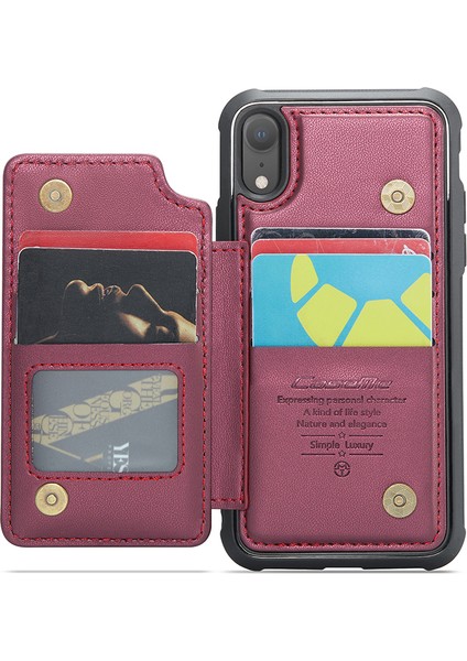 iPhone Xr Telefon Kılıfı Caseme C22 Deri Arka Kapak Rfıd Engelleme Kart Yuvaları Ile-Kırmızı (Yurt Dışından) fiyatları