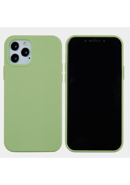 iPhone 12 Pro Max 6.7 Inç Sıvı Silikon Yumuşak Cep Telefonu Kılıfı Akıllı Telefon Kılıfı-Açık Yeşil (Yurt Dışından)
