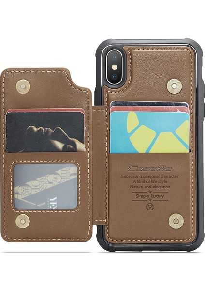 iPhone Xs Max Telefon Kılıfı Caseme C22 Deri Arka Kapak Rfıd Engelleme Kart Yuvaları Ile-Kahverengi (Yurt Dışından) fiyatları