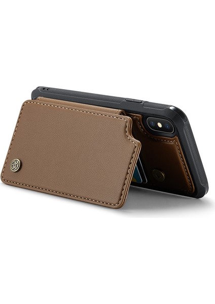 iPhone Xs Max Telefon Kılıfı Caseme C22 Deri Arka Kapak Rfıd Engelleme Kart Yuvaları Ile-Kahverengi (Yurt Dışından) modelleri