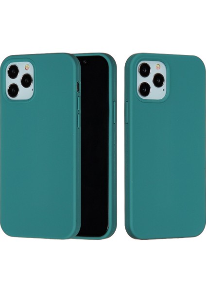 iPhone 12 Pro Max 6.7 Inç Sıvı Silikon Yumuşak Cep Telefonu Kılıfı Akıllı Telefon Kılıfı-Siyahımsı Yeşil (Yurt Dışından) fiyatları