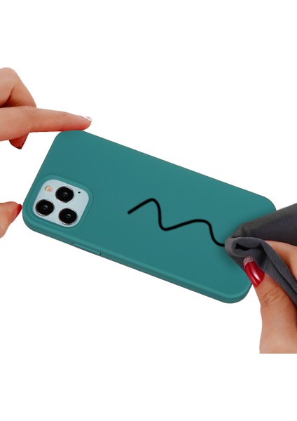iPhone 12 Pro Max 6.7 Inç Sıvı Silikon Yumuşak Cep Telefonu Kılıfı Akıllı Telefon Kılıfı-Siyahımsı Yeşil (Yurt Dışından) indirimleri