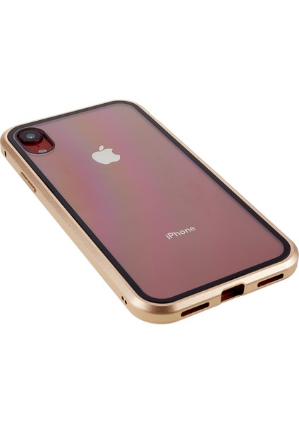 iPhone Xr 6.1 Inç Gizlilik Manyetik Kılıf Gözetleme Önleyici Çift Taraflı Temperli Cam + Metal Tampon Çerçeve Tam Koruyucu Telefon Kılıfı-Altın (Yurt Dışından) fırsatları