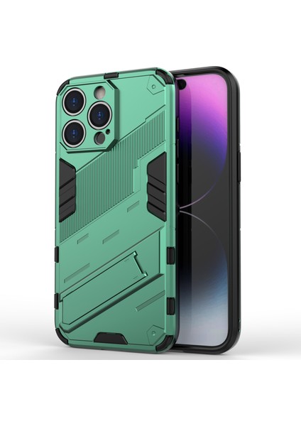 iPhone 16 Pro Max Kılıf Pc+Tpu Darbeye Dayanıklı Telefon Kılıfı Kickstand Ile-Yeşil (Yurt Dışından)