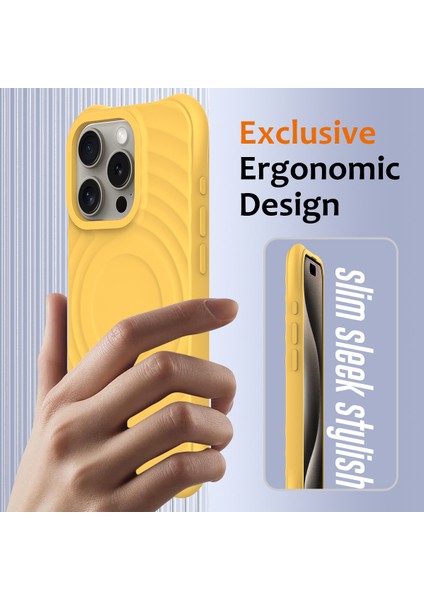 iPhone 15 Pro Manyetik Kılıf Su Dalgası Desenli Sıvı Silikon Telefon Kılıfı-Sarı (Yurt Dışından) modelleri