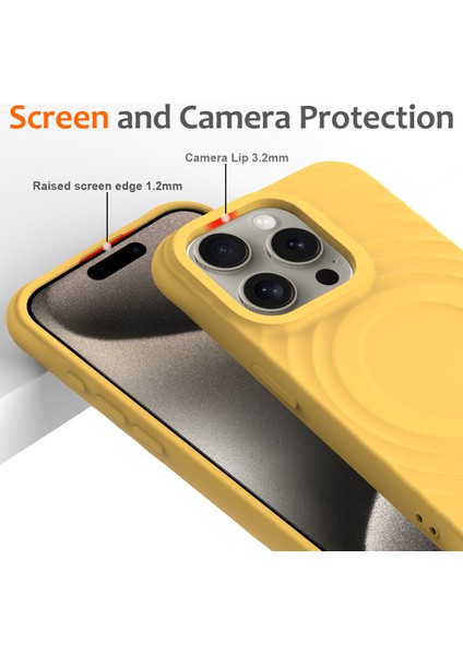 iPhone 15 Pro Manyetik Kılıf Su Dalgası Desenli Sıvı Silikon Telefon Kılıfı-Sarı (Yurt Dışından) fırsatları