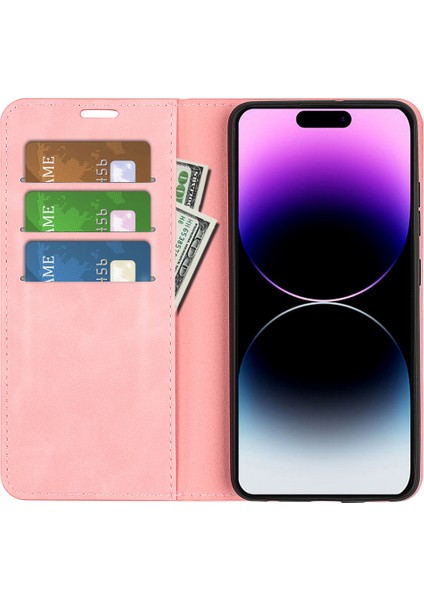 iPhone 15 Pro Pu Deri Cüzdan Flip Kılıf Skin-Touch Stand Düşmeye Lı Kapak-Pembe (Yurt Dışından) fiyatları
