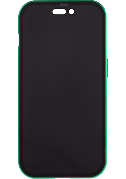 iPhone 15 Manyetik Kapak Metal Çerçeve + Çift Taraflı Temperli Cam Anti-Peep Telefon Kılıfı - Yeşil (Yurt Dışından) fırsatları