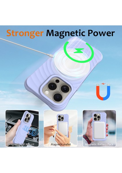 iPhone 16 Pro Kılıfı Için Magsafe Dalgalı Doku Sıvı Silikon Koruyucu Kılıf ve Kayış-Mor ile Uyumlu (Yurt Dışından) indirimleri