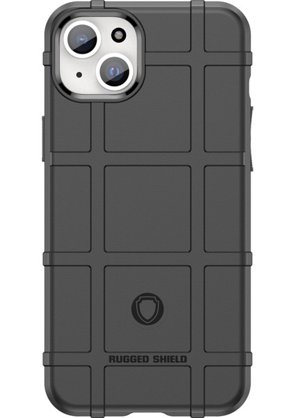 iPhone 15 Plus Darbeye Dayanıklı Kare Izgara Doku Tpu Telefon Kılıfı Arka Kapak-Siyah (Yurt Dışından)