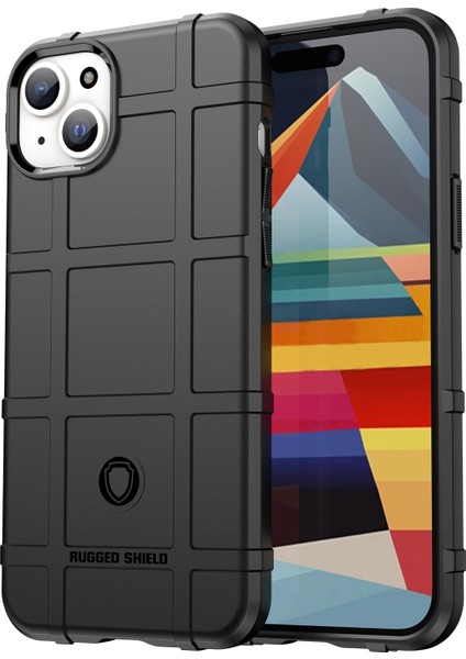 iPhone 15 Plus Darbeye Dayanıklı Kare Izgara Doku Tpu Telefon Kılıfı Arka Kapak-Siyah (Yurt Dışından) fiyatları