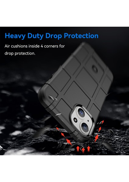 iPhone 15 Plus Darbeye Dayanıklı Kare Izgara Doku Tpu Telefon Kılıfı Arka Kapak-Siyah (Yurt Dışından) modelleri