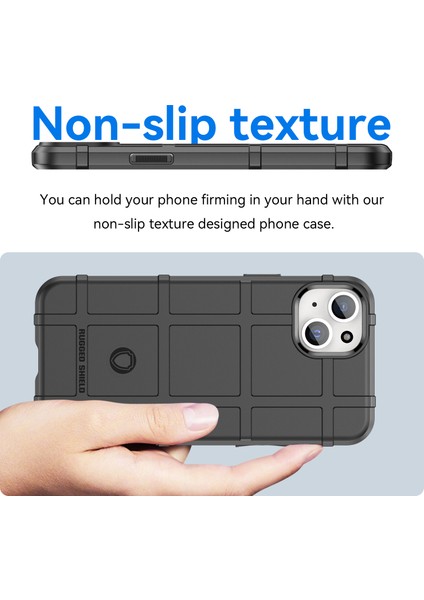 iPhone 15 Plus Darbeye Dayanıklı Kare Izgara Doku Tpu Telefon Kılıfı Arka Kapak-Siyah (Yurt Dışından) fırsatları