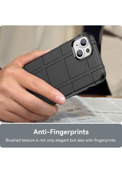 iPhone 15 Plus Darbeye Dayanıklı Kare Izgara Doku Tpu Telefon Kılıfı Arka Kapak-Siyah (Yurt Dışından) indirimleri