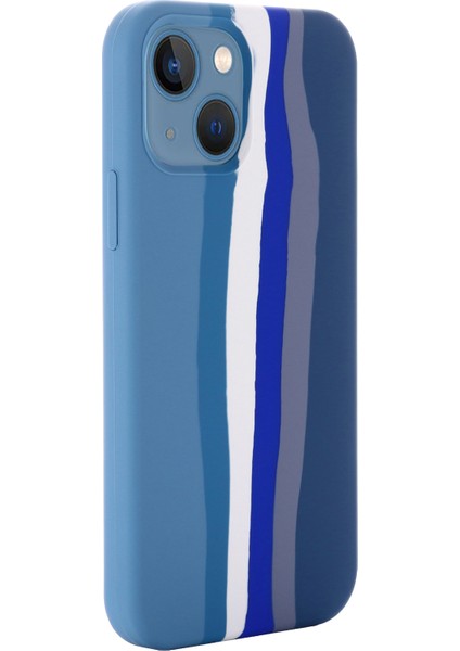 Gökkuşağı Stili Sıvı Silikon Düşmeye Dayanıklı Cep Telefonu Arka Kılıfı iPhone 13 Mini 5.4 Inç-Mavi (Yurt Dışından) fiyatları